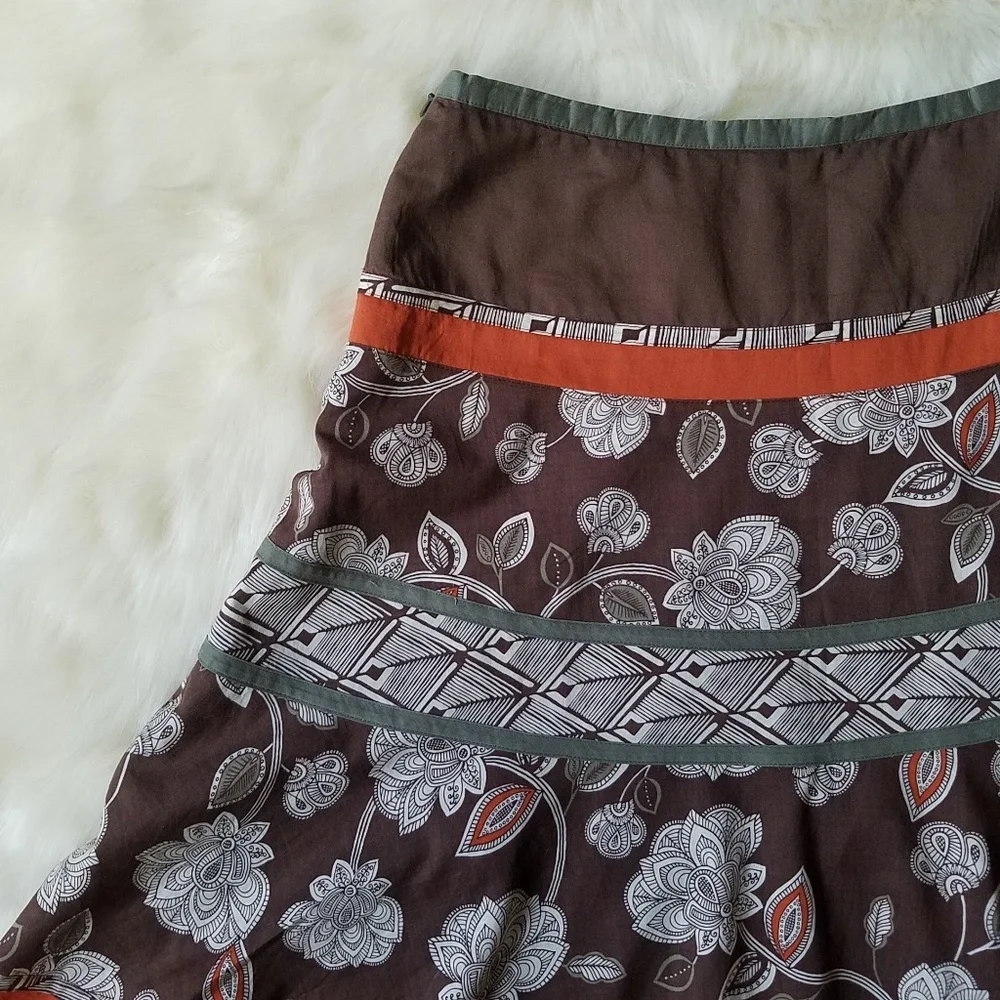 BCBGMaxAzria Cotton Floral-Print Boho Skirt Size 4
